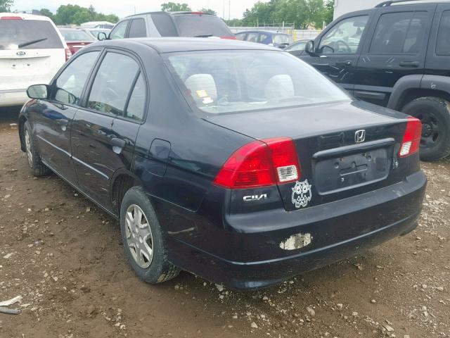 1HGES16485L007222 - 2005 HONDA CIVIC DX BLACK photo 3