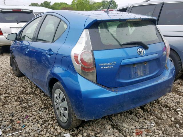 JTDKDTB39C1004729 - 2012 TOYOTA PRIUS C BLUE photo 3