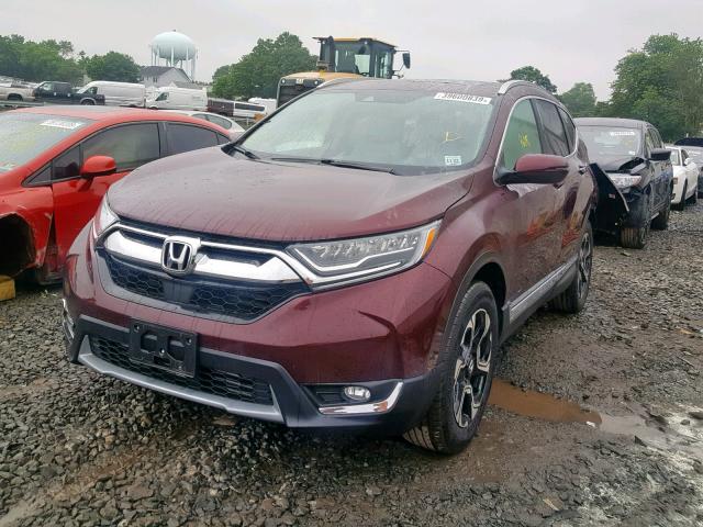 2HKRW2H9XJH668283 - 2018 HONDA CR-V TOURI MAROON photo 2