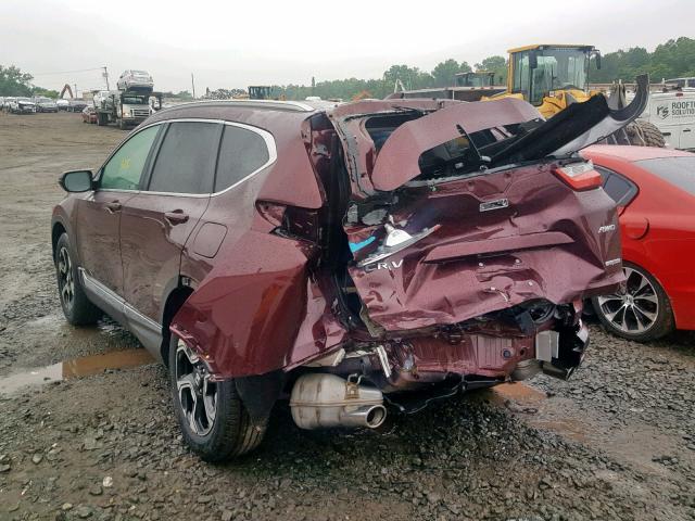 2HKRW2H9XJH668283 - 2018 HONDA CR-V TOURI MAROON photo 3