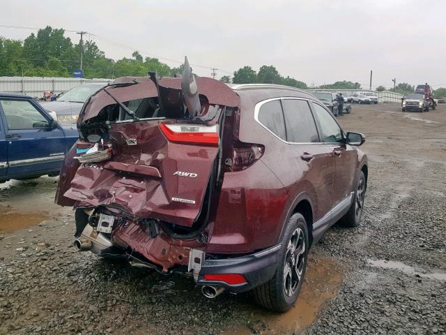 2HKRW2H9XJH668283 - 2018 HONDA CR-V TOURI MAROON photo 4