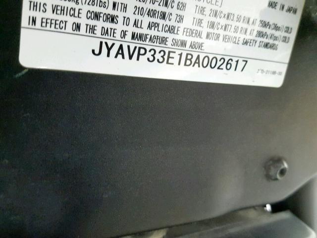 JYAVP33E1BA002617 - 2011 YAMAHA XVS1300 CU BLACK photo 19