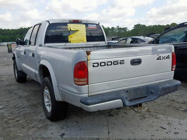 1B7HG38N02S721278 - 2002 DODGE DAKOTA QUA SILVER photo 3