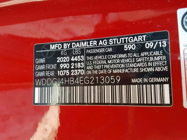 WDDGJ4HB4EG213059 - 2014 MERCEDES-BENZ C 250 RED photo 10