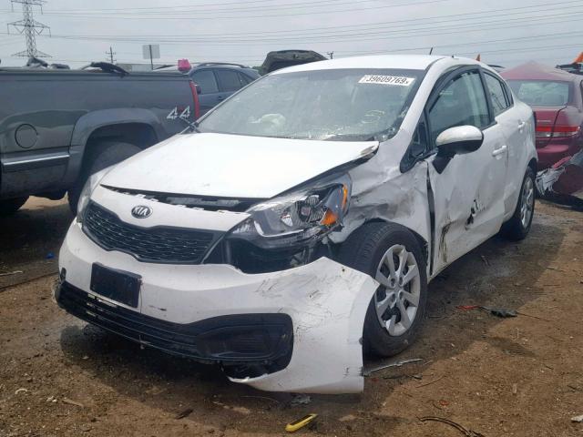 KNADM4A31E6346016 - 2014 KIA RIO LX WHITE photo 2