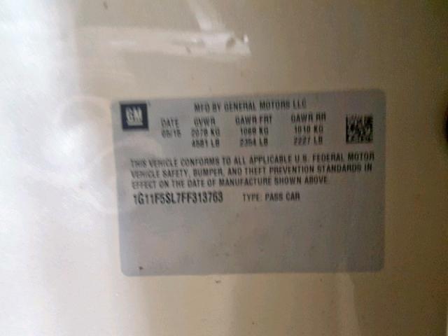 1G11F5SL7FF313763 - 2015 CHEVROLET MALIBU LTZ ვერცხლისფერი ფოტო 10