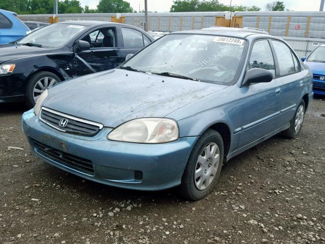 2HGEJ6619YH566253 - 2000 HONDA CIVIC BASE BLUE photo 2