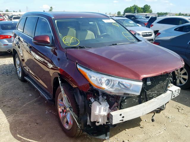 5TDYKRFHXFS048657 - 2015 TOYOTA HIGHLANDER MAROON photo 1