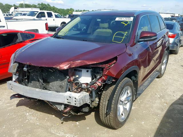 5TDYKRFHXFS048657 - 2015 TOYOTA HIGHLANDER MAROON photo 2