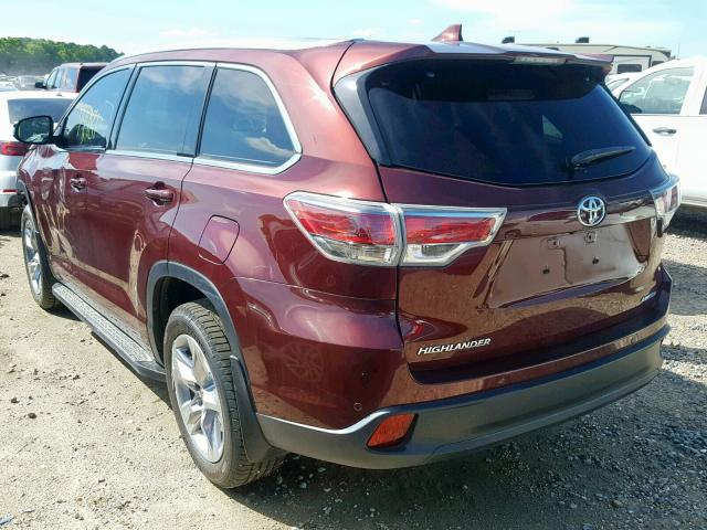 5TDYKRFHXFS048657 - 2015 TOYOTA HIGHLANDER MAROON photo 3