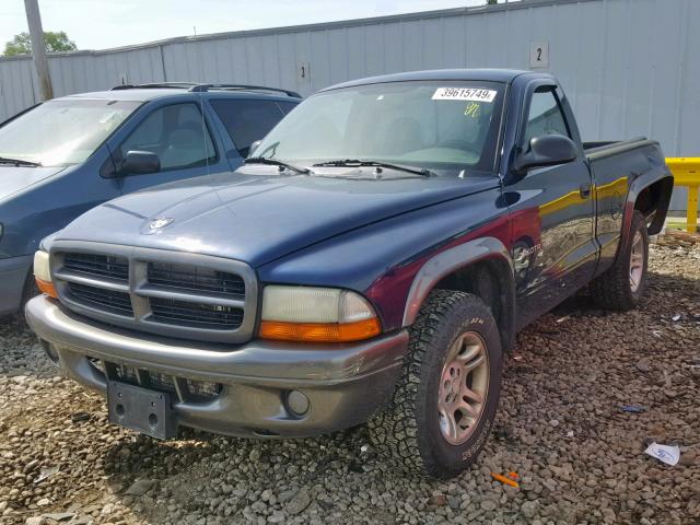 1B7FL16X22S710505 - 2002 DODGE DAKOTA BAS BLUE photo 2