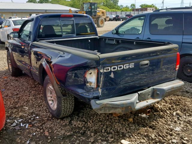 1B7FL16X22S710505 - 2002 DODGE DAKOTA BAS BLUE photo 3