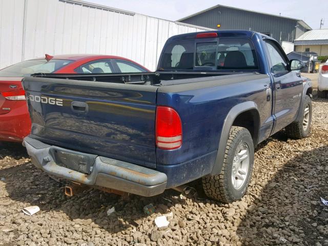 1B7FL16X22S710505 - 2002 DODGE DAKOTA BAS BLUE photo 4