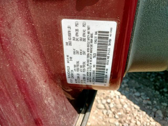 1B7GG2ANX1S159548 - 2001 DODGE DAKOTA QUA MAROON photo 10