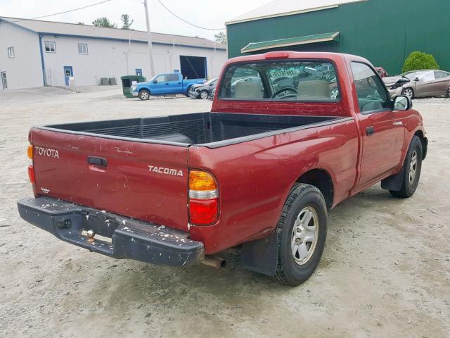 5TENL42N71Z755984 - 2001 TOYOTA TACOMA RED photo 4