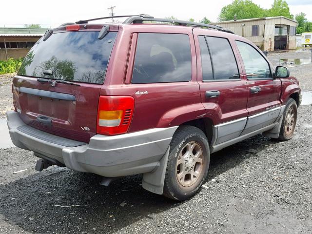 1J4GW58NXXC799332 - 1999 JEEP GRAND CHER BURGUNDY photo 4