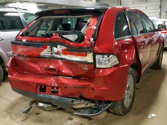 2LMDU88C57BJ21537 - 2007 LINCOLN MKX RED photo 4