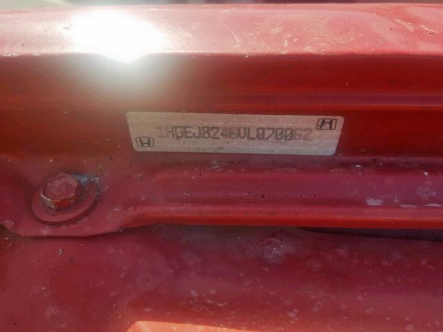 1HGEJ8246VL070062 - 1997 HONDA CIVIC EX RED photo 10