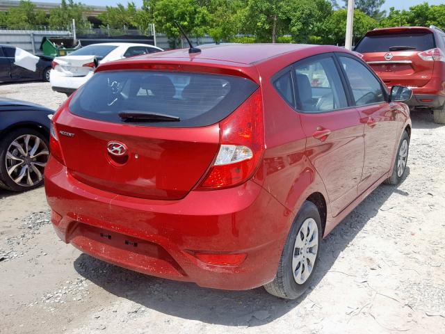 KMHCT5AE0HU364477 - 2017 HYUNDAI ACCENT SE RED photo 4