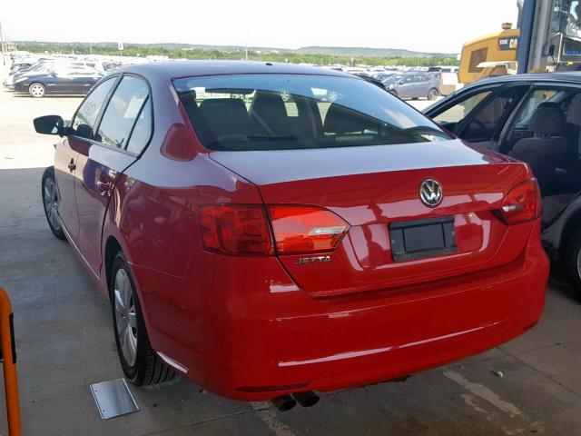 3VW1K7AJ6CM335146 - 2012 VOLKSWAGEN JETTA BASE RED photo 3