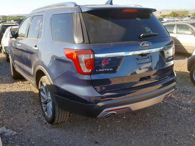 1FM5K7F84GGC13942 - 2016 FORD EXPLORER L BLUE photo 3