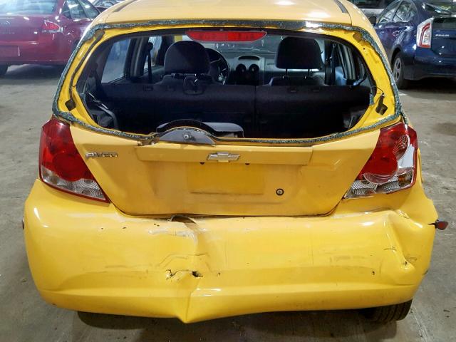 KL1TD66646B661535 - 2006 CHEVROLET AVEO BASE ყვითელი ფოტო 9