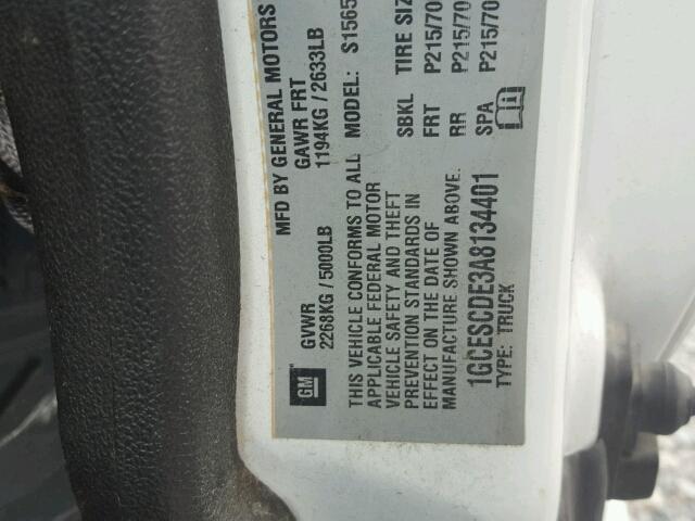 1GCESCDE3A8134401 - 2010 CHEVROLET COLORADO L WHITE photo 10