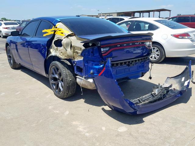 2C3CDXBG0KH554274 - 2019 DODGE CHARGER SX BLUE photo 3