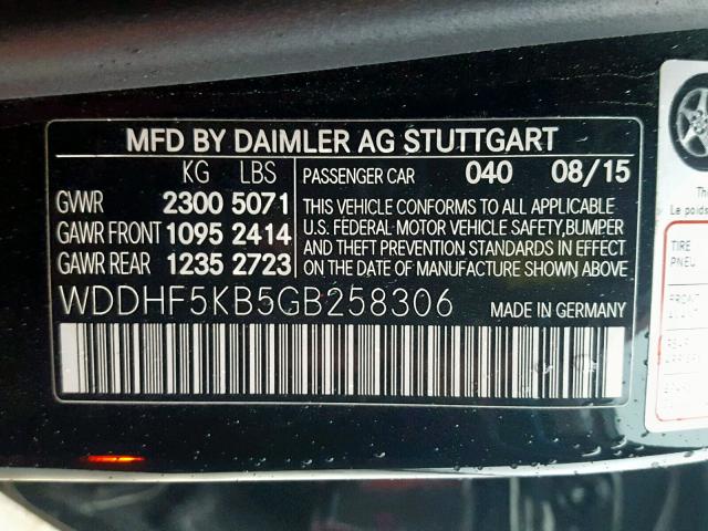 WDDHF5KB5GB258306 - 2016 MERCEDES-BENZ E 350 BLACK photo 10