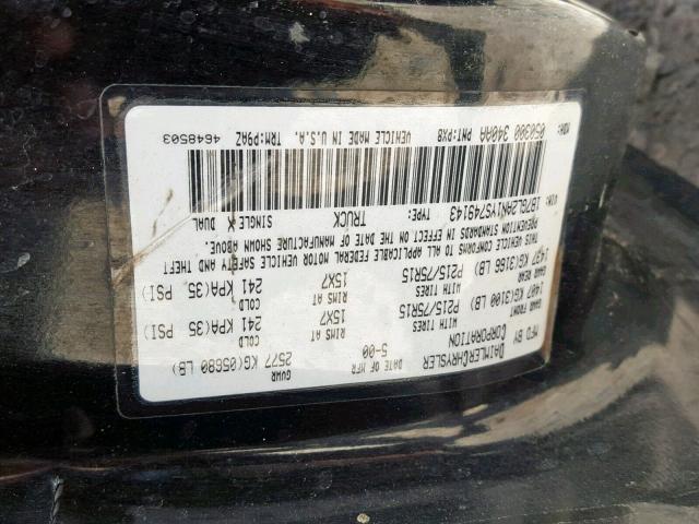 1B7GL2AN1YS749143 - 2000 DODGE DAKOTA QUA BLACK photo 10