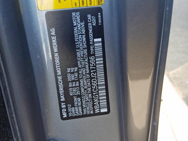 WBAKG1C56DJ217566 - 2013 BMW 335 I SULE GRAY photo 10