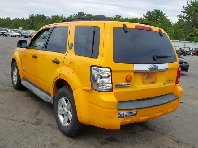 1FMCU49329KC15642 - 2009 FORD ESCAPE HYB YELLOW photo 3