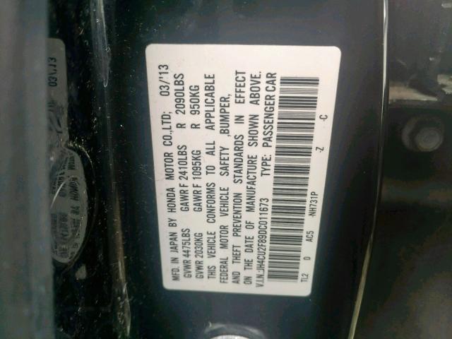 JH4CU2F89DC011673 - 2013 ACURA TSX SE BLACK photo 10