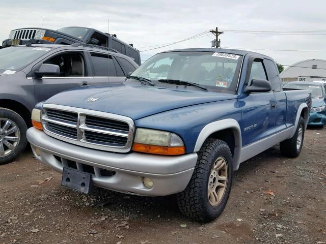 1B7GL42X62S661479 - 2002 DODGE DAKOTA SLT BLUE photo 2