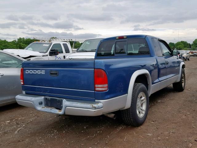 1B7GL42X62S661479 - 2002 DODGE DAKOTA SLT BLUE photo 4