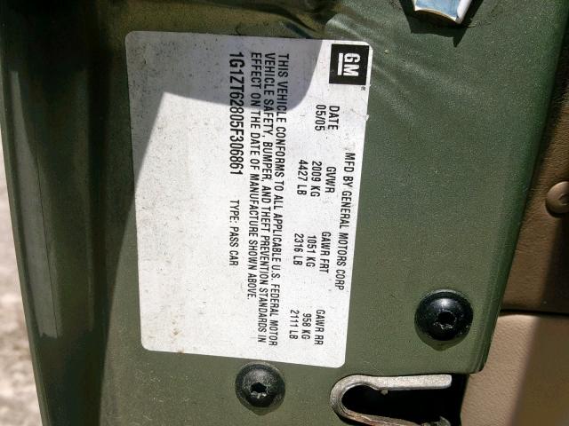 1G1ZT62805F306861 - 2005 CHEVROLET MALIBU MAX 绿色 照片 10