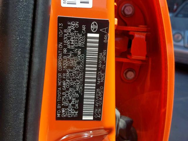 JTDKDTB33D1055600 - 2013 TOYOTA PRIUS C ORANGE photo 10