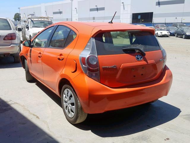 JTDKDTB33D1055600 - 2013 TOYOTA PRIUS C ORANGE photo 3