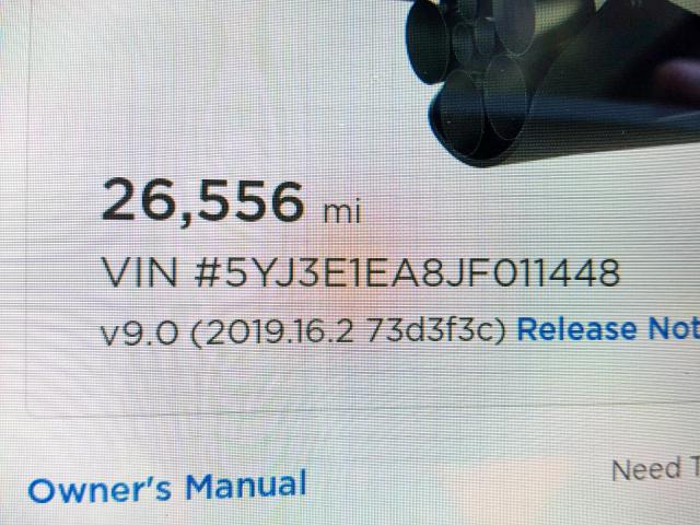 5YJ3E1EA8JF011448 - 2018 TESLA MODEL 3 BLACK photo 8