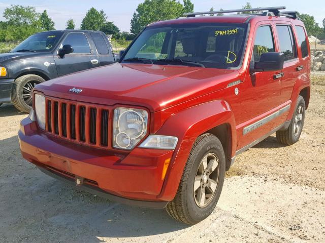 1J8GN28KX8W109052 - 2008 JEEP LIBERTY SP RED photo 2