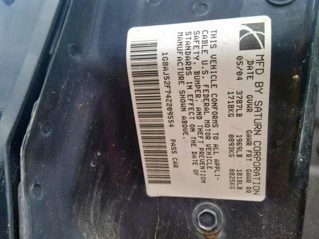 1G8AJ52F74Z209554 - 2004 SATURN ION LEVEL BLACK photo 10