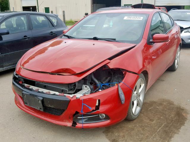 1C3CDFCB0DD326224 - 2013 DODGE DART LIMIT RED photo 2