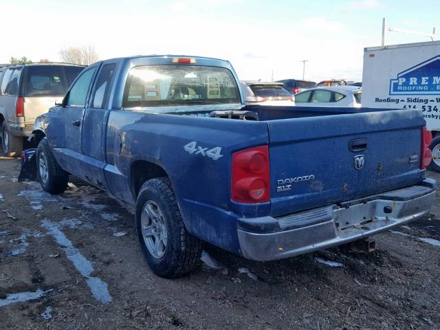 1D7HW42N95S150174 - 2005 DODGE DAKOTA SLT BLUE photo 3