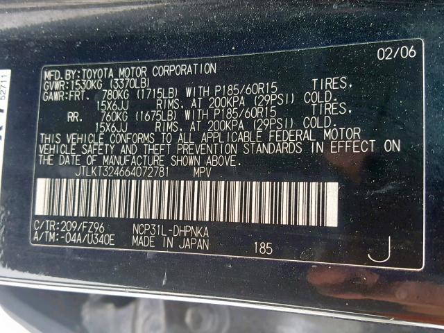 JTLKT324664072781 - 2006 TOYOTA SCION XB 黑色 照片 10