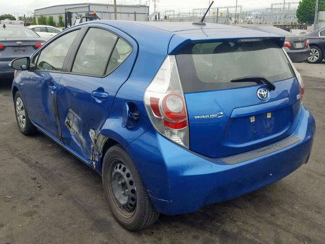 JTDKDTB36C1525469 - 2012 TOYOTA PRIUS C BLUE photo 3