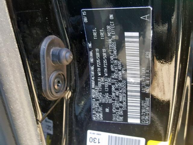 5TDXK3DC0FS650550 - 2015 TOYOTA SIENNA SPO BLACK photo 10