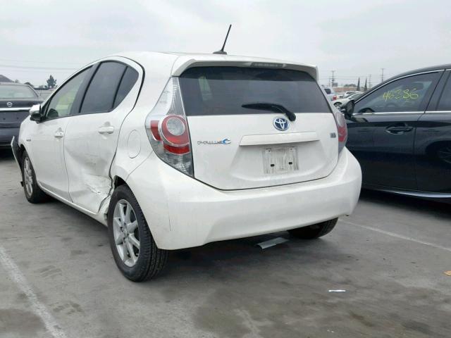 JTDKDTB39C1510691 - 2012 TOYOTA PRIUS C WHITE photo 3