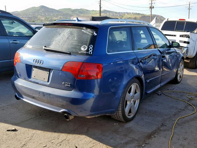 WAUSF78E07A111908 - 2007 AUDI A4 S-LINE BLUE photo 4