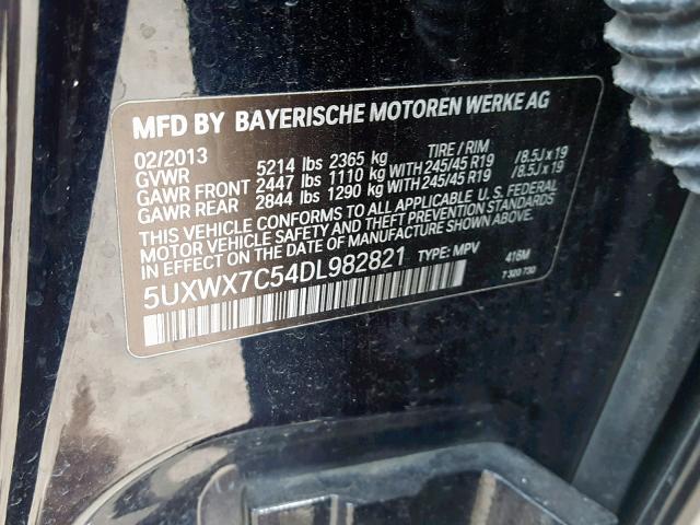 5UXWX7C54DL982821 - 2013 BMW X3 XDRIVE3 BLUE photo 10