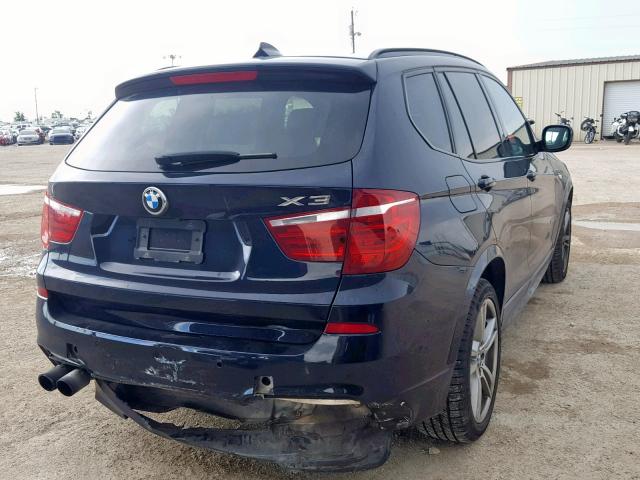 5UXWX7C54DL982821 - 2013 BMW X3 XDRIVE3 BLUE photo 4